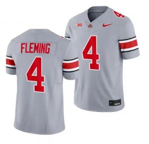 Youth NCAA Ohio State Buckeyes Julian Fleming #4 College Stitched 2023 Alternate Grey Football Jersey FS20L54GL